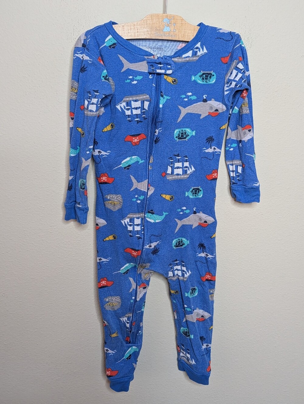 Simple Joys by Carter's Pirate Shark Footless Zip Pajamas Cotton 2T